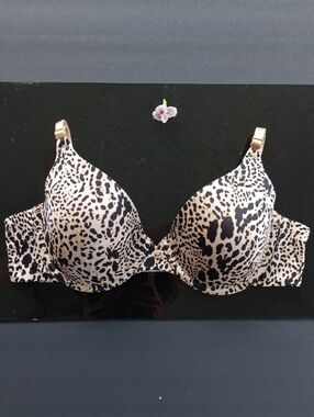 Jennifer Lopez Leopard Print Push-Up Bra - Beige & Black Size38B